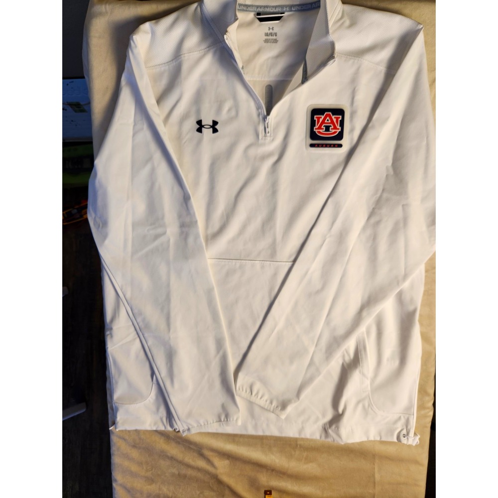 Auburn Tigers Men's 1/4 Zip Pullover Jacket White LG NEW W/O Tag Under Armour